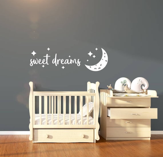 nursery wall sticker quote sweet dreams nursery wall decal | etsy