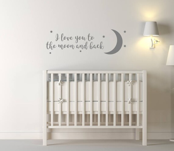 I Love You to the Moon Et Arrière Nursery Chambre d'Enfant Wall Art Autocollant Décalque