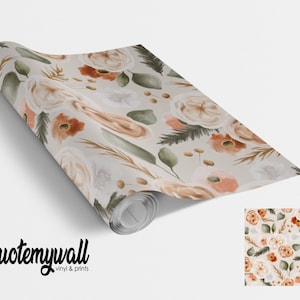 Creamy Rose Blossom Florals Self Adhesive Vinyl