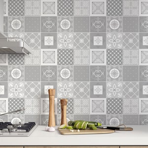 Grey Mixed Mosaic Moroccan Floor & Wall Tile Stickers
