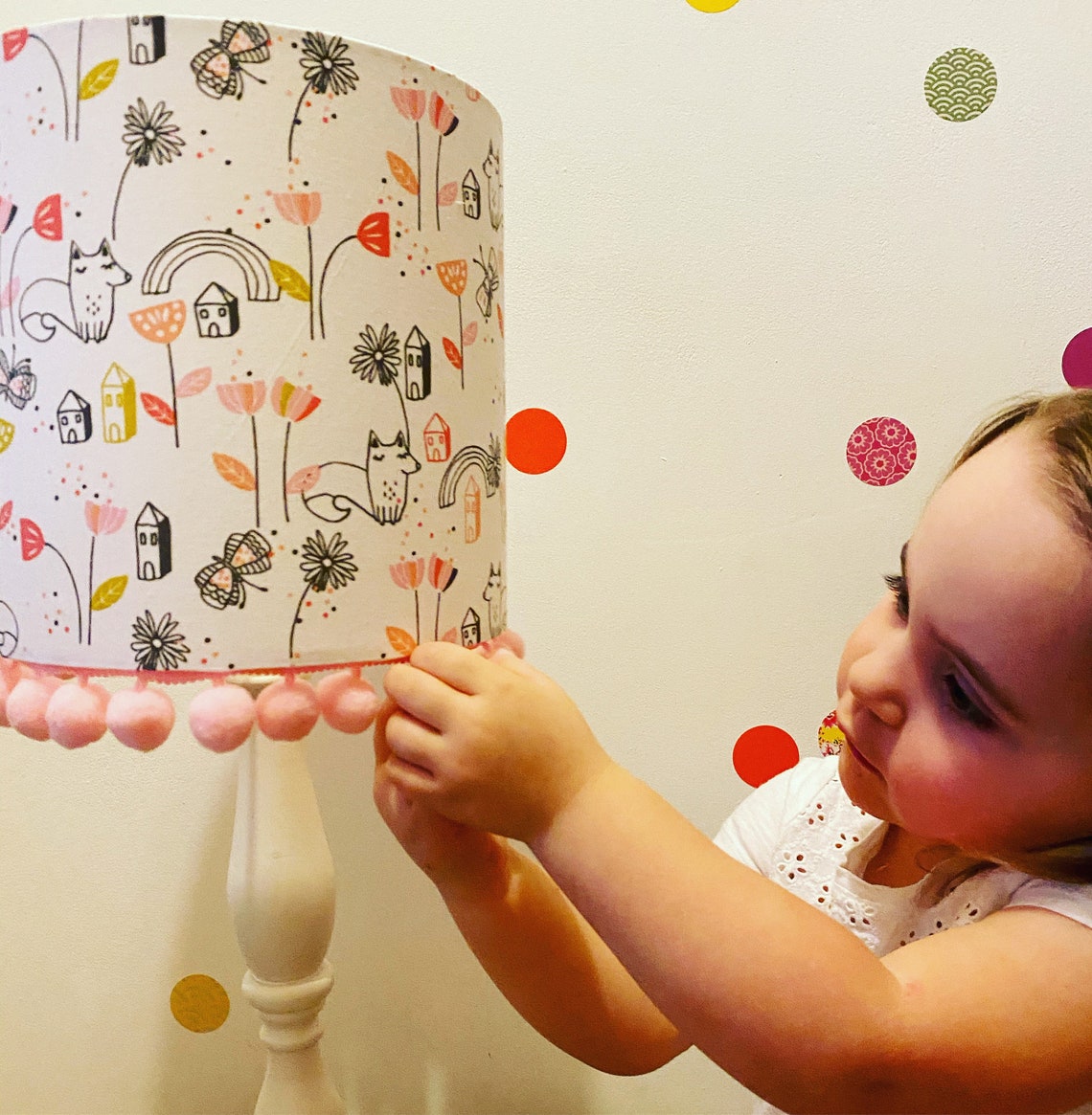 Nursery Lampshade Pink Lamp Shade Woodland Themed Nursery Etsy