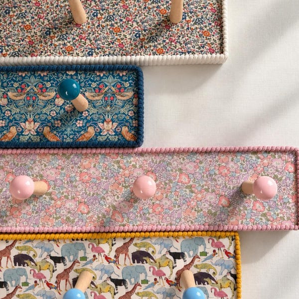 Liberty London Peg Rack Kids Wall Hooks Nursery Coat Hooks Wooden Peg Rail  Children’s Room Storage