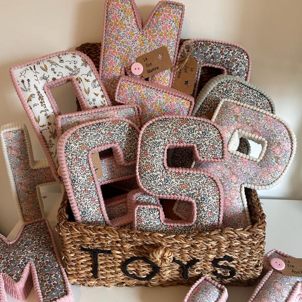 Liberty London Fabric Letters  Personalised Nursery Name Sign – Handmade Baby Gift – Bespoke Liberty Print Kids Room Decor