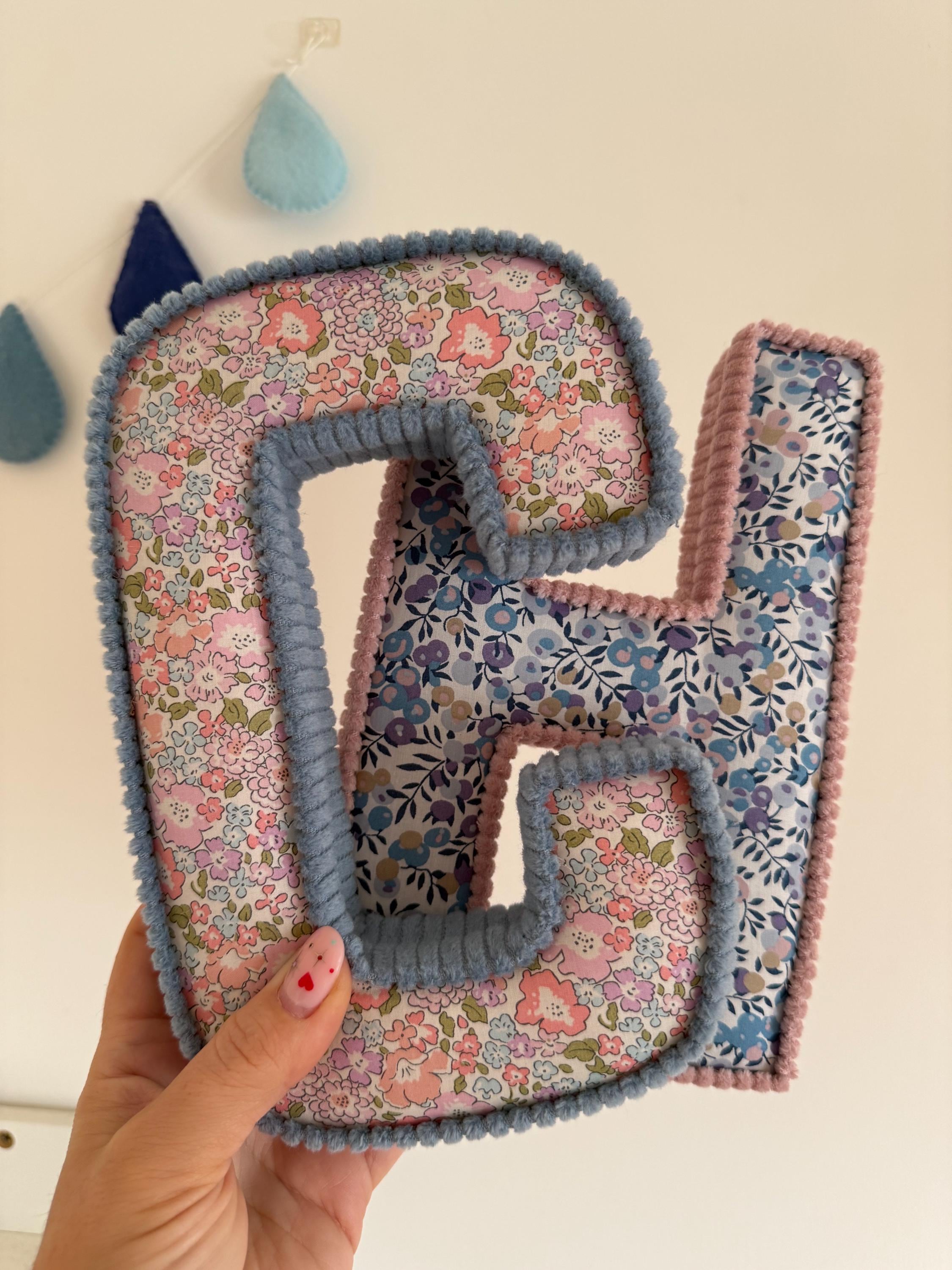 Personalised Liberty Fabric Letter, Nursery Decor Initial, Baby Shower Keepsake