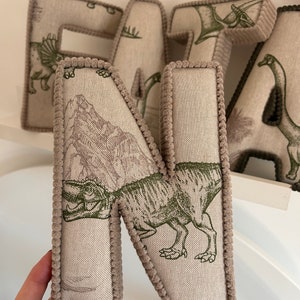 Letras de tela de dinosaurios, decoración de guardería de dinosaurios, habitación infantil de dinosaurios