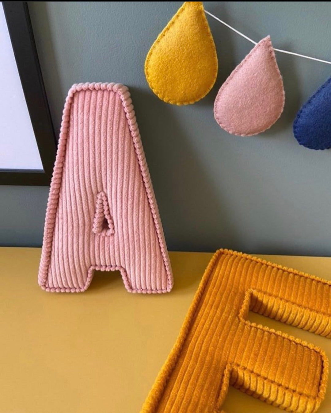 fabric letters corduroy nursery decor new baby gift christening gift