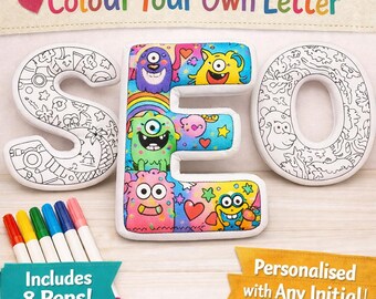 Personalised Colour Your Own Letter, Screen Free Kids Craft Gift