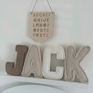 Neutral nursery decor fabric letters