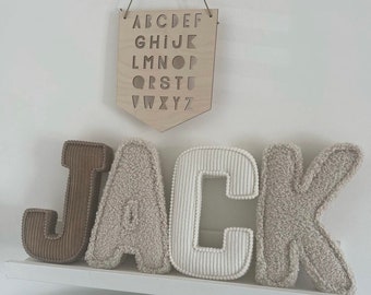 Neutral nursery decor fabric letters