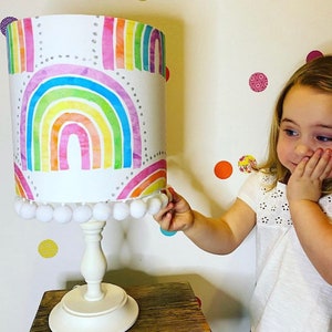 Rainbow Pompom bright lampshades.