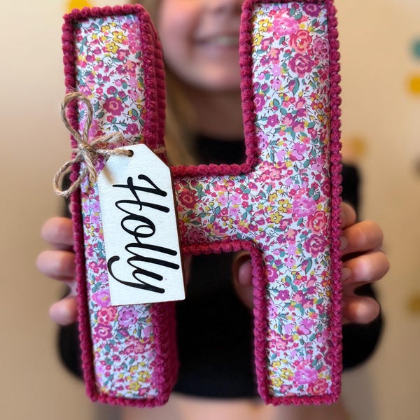 Custom name wall hanging personalised initial fabric letter