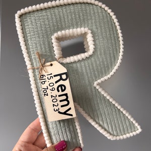 Letras de tela de pana, regalos personalizados para niños