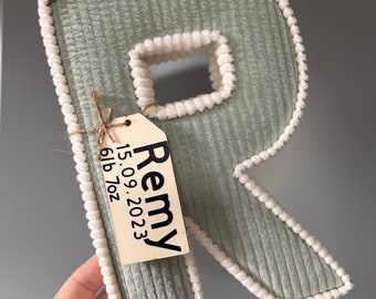 Personalised Corduroy Fabric Letter | Handmade Baby Keepsake, Nursery Decor