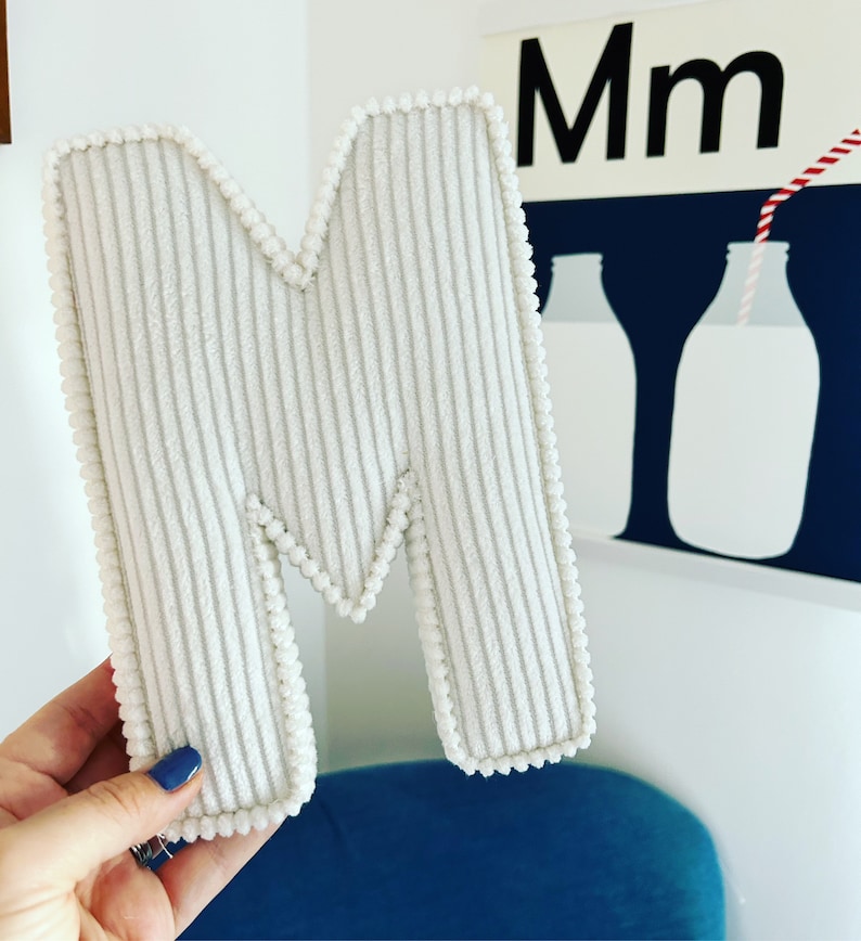 Letter M in ivory corduroy