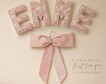 Liberty London Fabric Letters – Personalised Nursery Name Sign, Corduroy Trim