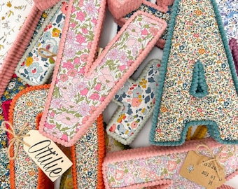 Personalise New Baby Gift Baby Shower. Liberty London Fabric Inital Letter