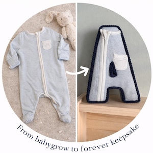 babygrow keepsake, keepsake blanket, fabric letter
