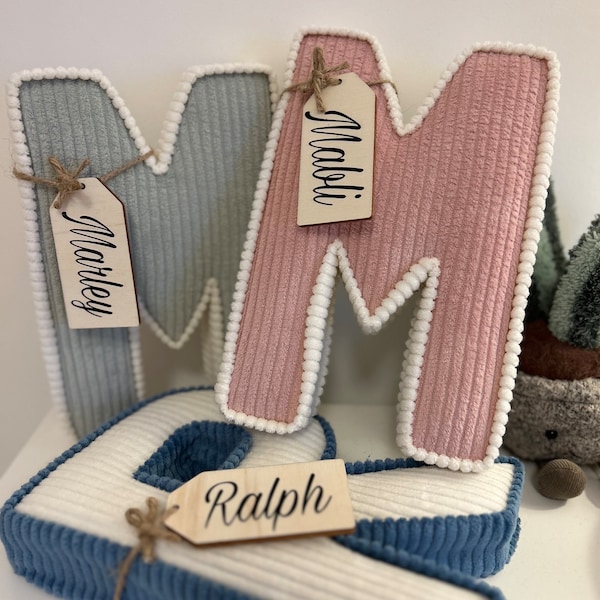 Corduroy fabric letters for nursery baby shower gift Fabric initial