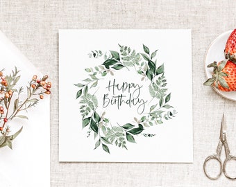 Eco Friendly Eucalyptus Wreath Birthday Card