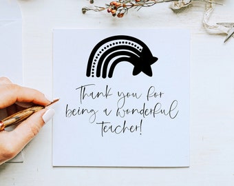 Eco Friendly Thank You Teacher Card: Custom Rainbow Design