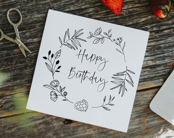 Eco Friendly Birthday Card: Nature Wreath, Personalized Greetings
