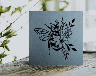 Bee Flower Card | Customisable Greeting Card, Recycled Paper, Any Occasion