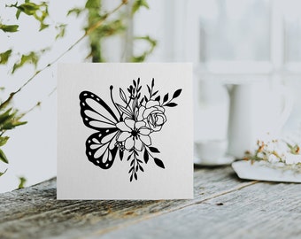 Butterfly Flower Card | Personalised Recycled Greeting Card for Friend, Family