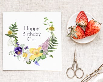 Personalised Floral Birthday Card | Recycled Paper, Customisable Message (15x15cm)
