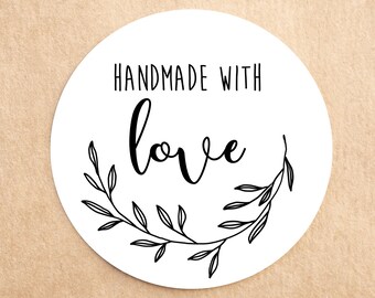 Eco Friendly Handmade with Love Stickers: Recycled Paper Seals