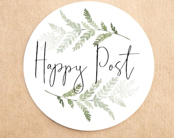 Eco Friendly Happy Post Stickers: Recycled Product Stickers