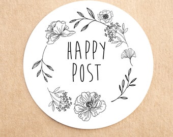 Eco Friendly Happy Post Stickers: Recycled Envelope Seals