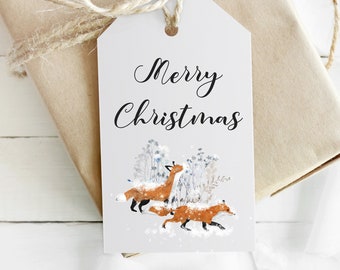 Winter Fox Christmas Tag: Printable Gift Tag Template (Digital Download)