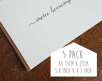 Eco friendly, Personalised thank you card, pack of 5 bespoke thank you cards, A5 notelets made from corn remnants complete envelopes.