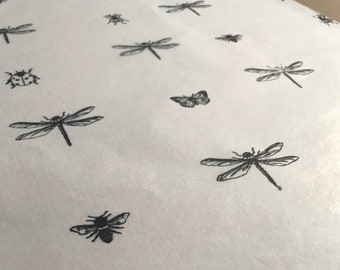 Insect Print Tissue Paper | Botanical Gift Wrap | Eco Friendly Packaging | Recycled Nature Tissue Paper
