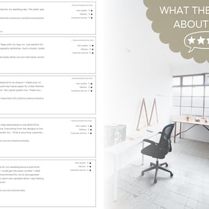 May include: Five-star reviews for a business with the text "What They Say About Us" in a brown speech bubble. The reviews are displayed in a white box with a black border. The reviews are all positive and highlight the quality of the products and services.