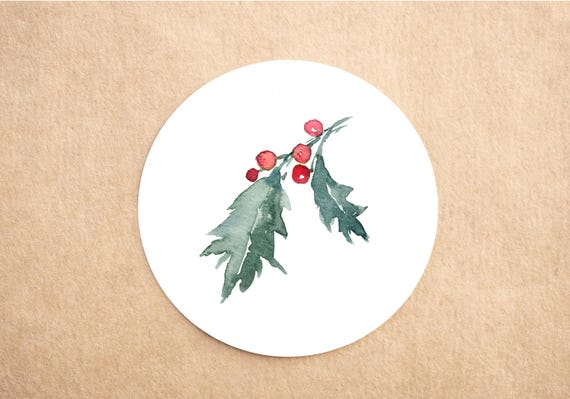 Holly Christmas Stickers | Botanical Christmas Gift Stickers | Christmas Packaging Labels | Holly Gift Wrap Stickers | Festive Envelope Seal