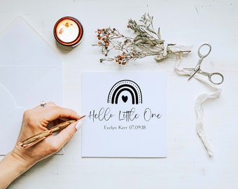 Personalised Hello Little One Card | Eco Friendly Baby Congratulations, Neutral Style