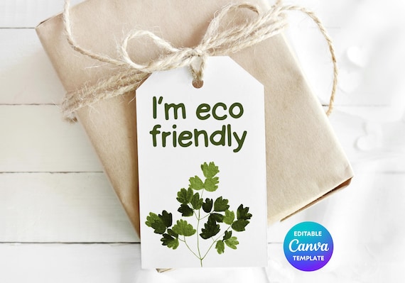 Eco Friendly Botanical Gift Tag Template | Printable Greenery Gift Label | Editable Canva Small Business Packaging Tag | Homemade Gift Tag