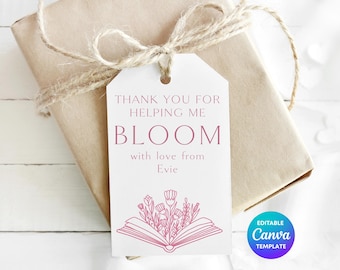 Thank You For Helping Me Bloom Teacher Tag Template | Floral Teacher Appreciation Gift | Editable Canva Printable End of Term Teacher Tag