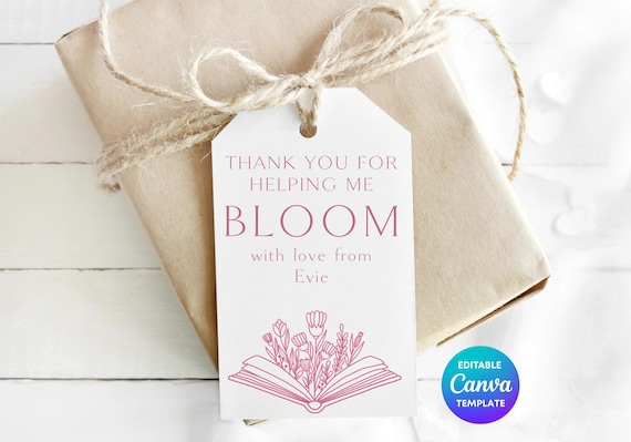 Thank You For Helping Me Bloom Teacher Tag Template | Floral Teacher Appreciation Gift | Editable Canva Printable End of Term Teacher Tag