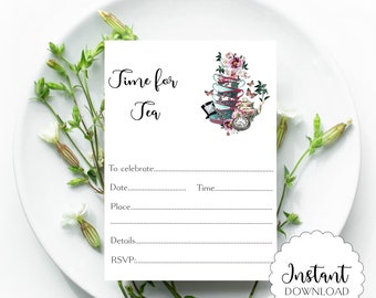 Alice in Wonderland Tea Party Invitation (Digital Download)