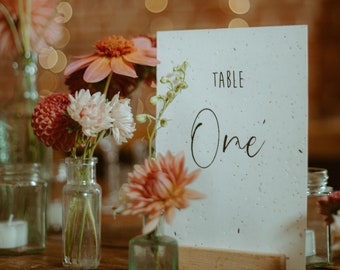 Wildflower Seed Paper Table Numbers: Eco-Friendly Wedding Decor (A5)