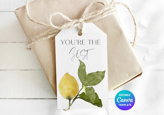 You’re  The Zest Gift Tag Template | Lemon Illustration Thank You Tag | Editable Canva Printable Tag | Summer Citrus Gift Label