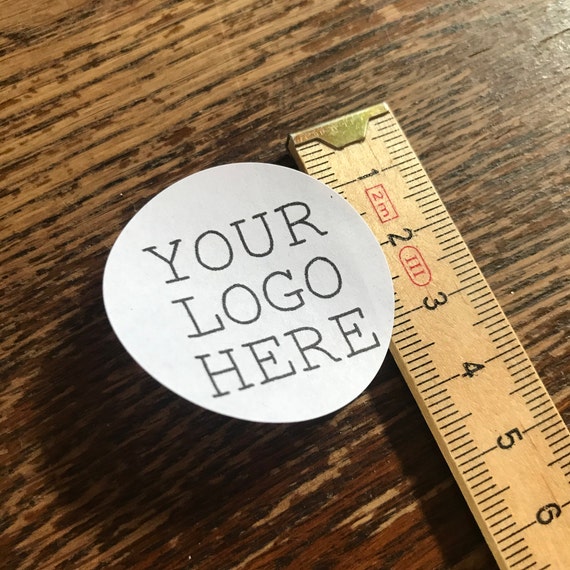 Eco friendly custom logo sticker, sustainable bespoke circular stickers, round personalised label, circular white stickers, 35pk