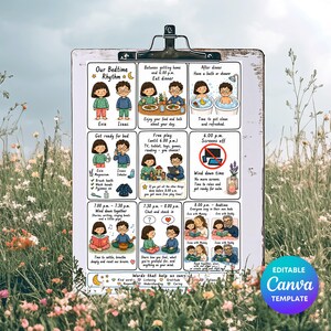 Anpassad familjerytmplanerare | Personlig digital rutinplanerare | Visuellt familjeschema | Skräddarsydd barnrutinplanerare | Utskrivbar
