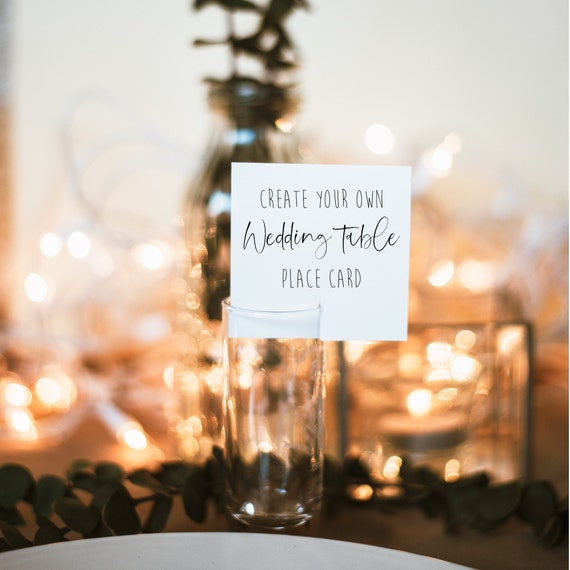 Create your own wedding table place card, eco friendly wedding table, recycled wedding place card, name place card for glass, eco wedding