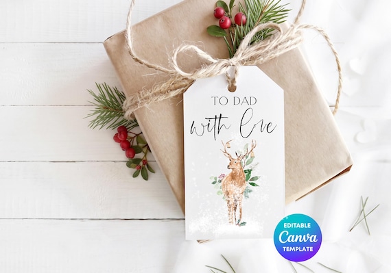 Personalised Stag Gift Tag | Woodland Christmas Gift Tag | Custom Dad Gift Tag | Deer Gift Label | Personalised Nature Gift Tag