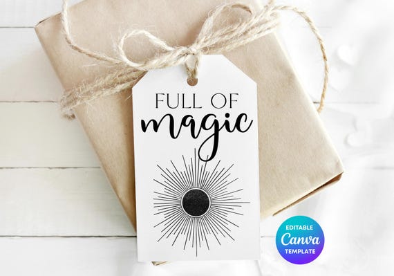 Full of Magic Gift Tag Template | Printable Whimsical Gift Tag | Editable Canva Thank You Label | Cute Magical Gift Tag