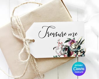 White Rabbit Gift Tag | Alice in Wonderland Party Favor (Digital Download)