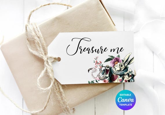 White Rabbit Gift Tag | Alice in Wonderland Party Favor (Digital Download)